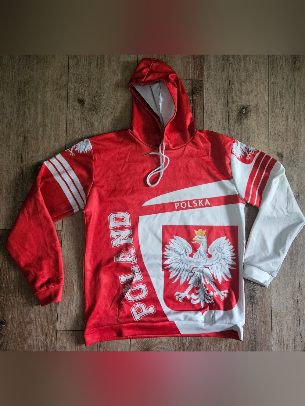 Polska Poland Hoodie XL Red White Eagle Pullover Sweatshirt